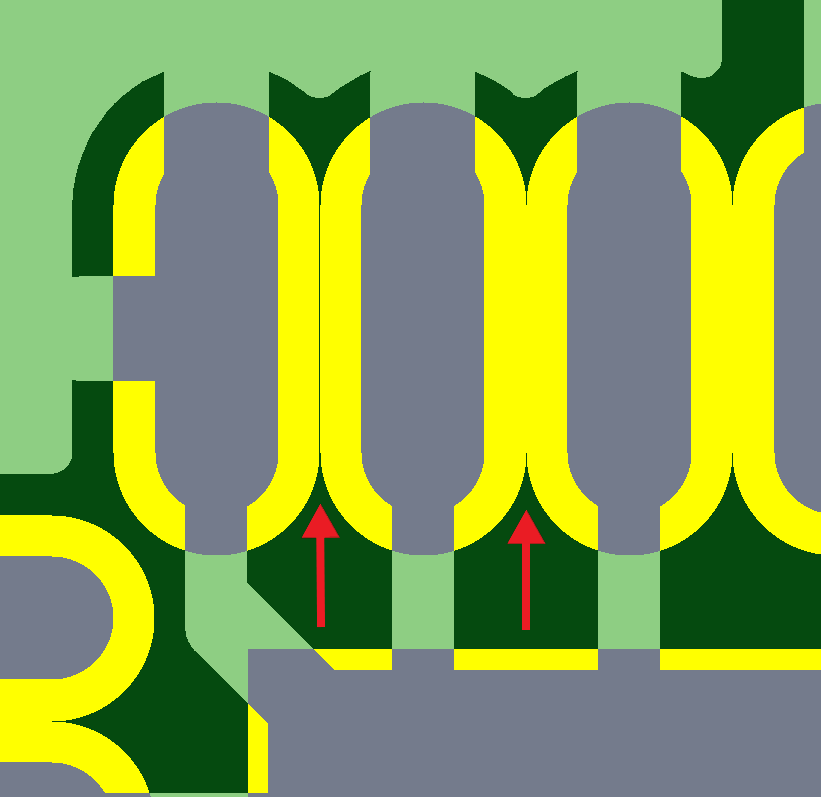 Отсутствует мостик в маске (Solder Mask Bridge)
