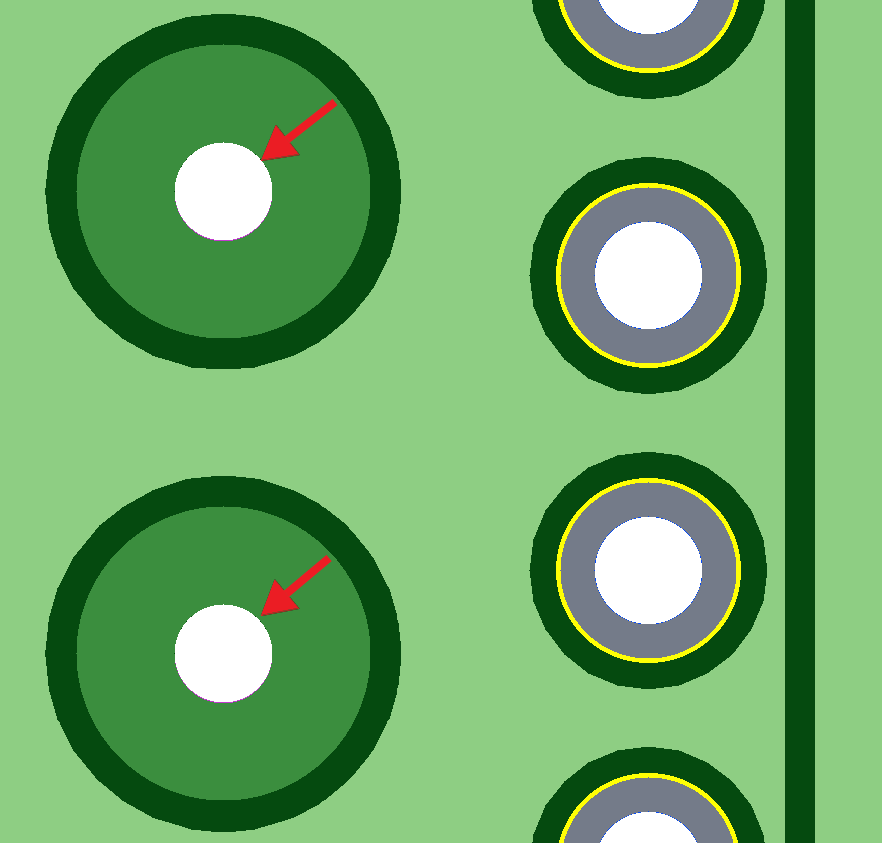 Вскрытие маски (Solder Mask Swell) на неметаллизированном отверстии 3